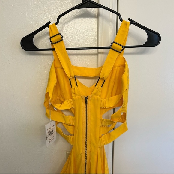 Aya Muse Citrine Silk Maxi Dress Yellow Blue Cut-Out NWT Small Wedding Formal - Picture 9 of 12